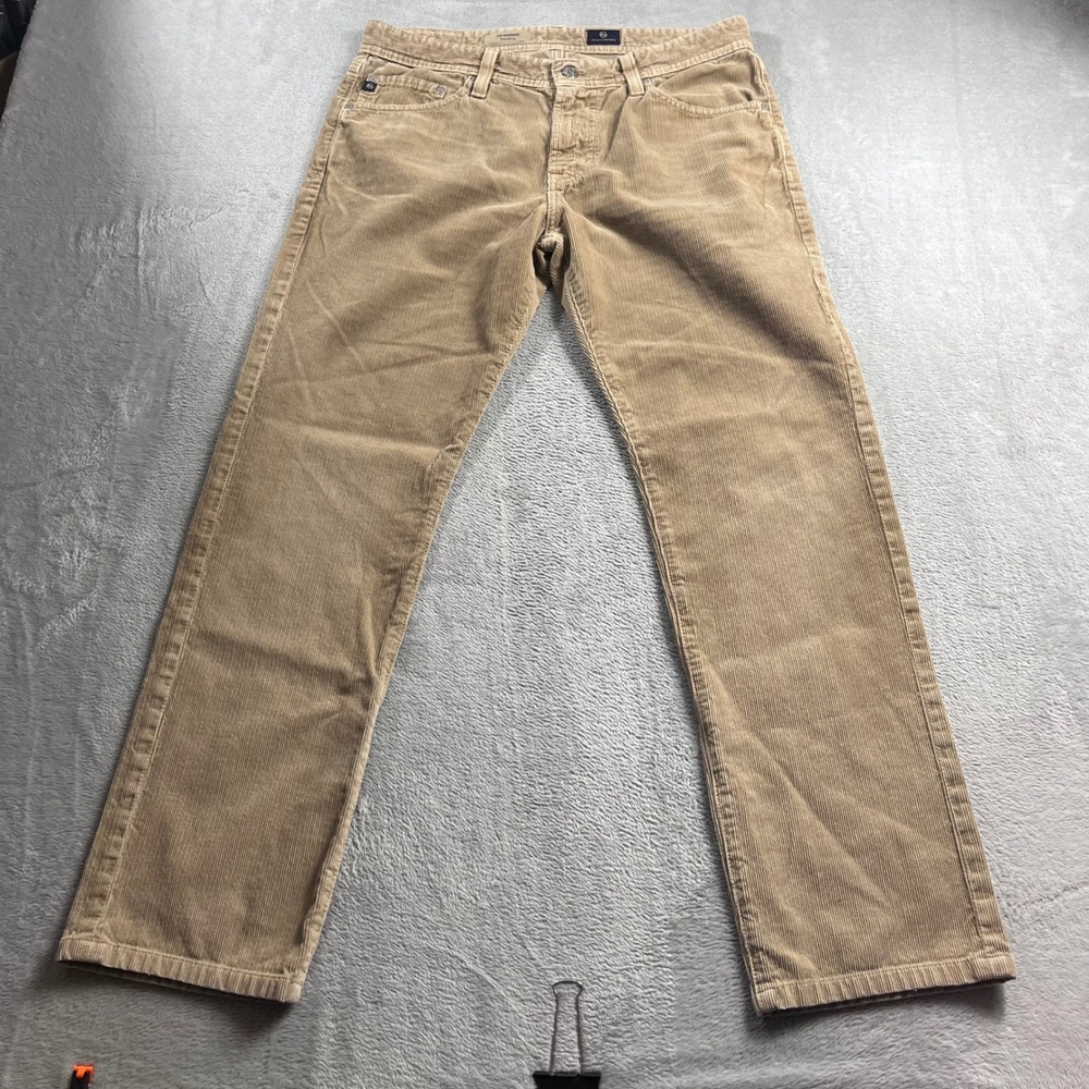AG Adriano Goldschmied The Graduate Tailored Leg Corduroy Pants Tan Mens 33x31
